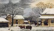 George Durrie Home to Thanksgiving oil painting